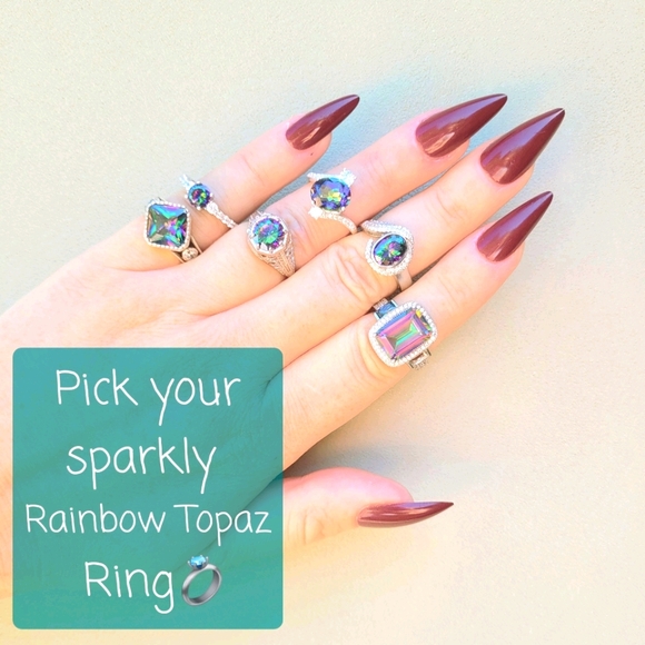 Pick your Rainbow Topaz .925 Ring NWOT 👈 - Picture 2 of 10